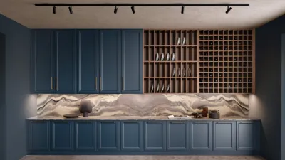 Blu laccato per le ante a battente della cucina Living by L’Ottocento