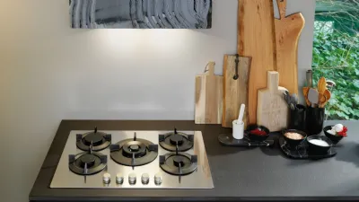 Mythos, piano cottura in acciaio inox satinato di Franke