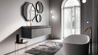 Un bagno senza rivestimento sulle pareti