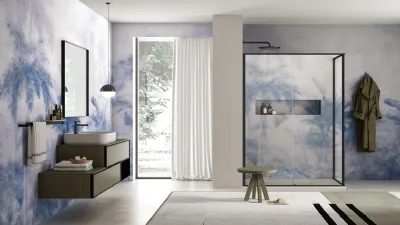 Effetto pixellato per Jungle Pixel, la carta da parati per il bagno di SpaghettiWall